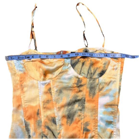 Pretty Little Thing Camisole Bustier Retro Multicolor Crop Top Party Clubwear - Picture 3 of 7